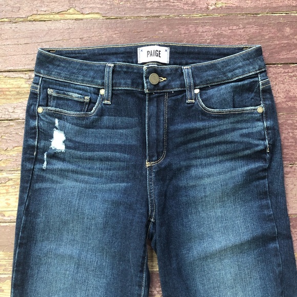 Paige Verdugo Ankle Jeans Dark Wash Distressed Skinny Stretch Size 28 - Picture 2 of 13